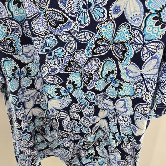 Quacker Factory By Jeanne Bice Blue Butterfly Embellished Rhinestones Top 3x - Picture 4 of 12